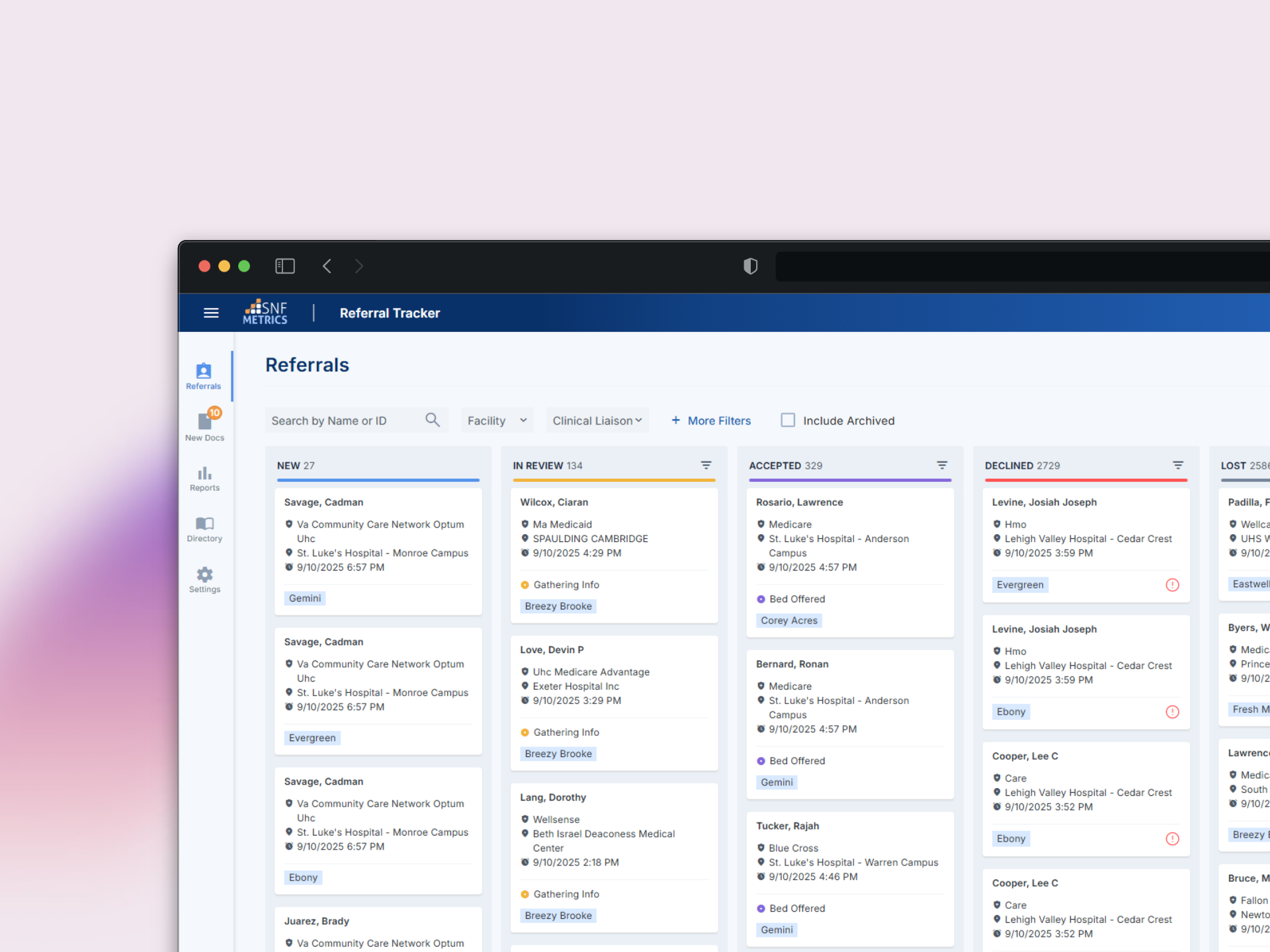 screenshot of SNF Metrics